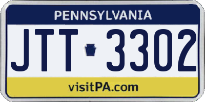 PA license plate JTT3302