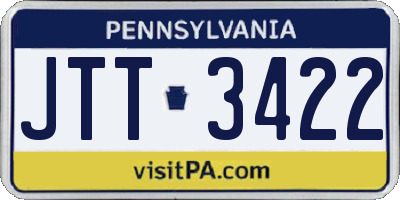 PA license plate JTT3422