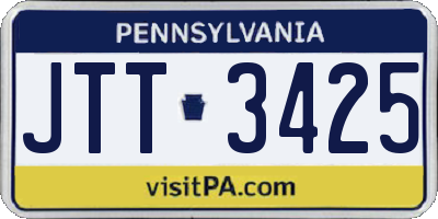 PA license plate JTT3425