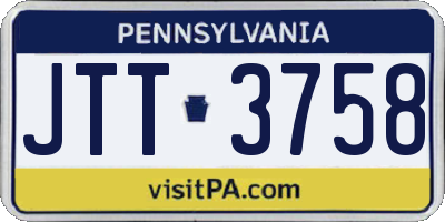 PA license plate JTT3758