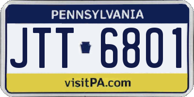 PA license plate JTT6801