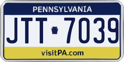 PA license plate JTT7039