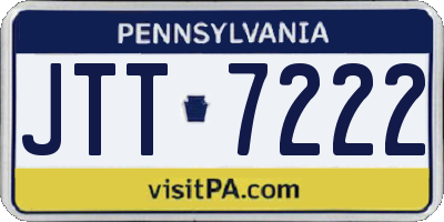 PA license plate JTT7222