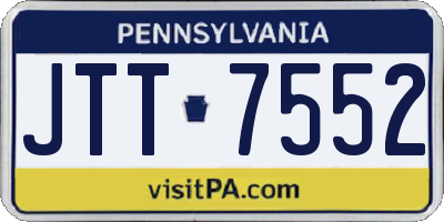 PA license plate JTT7552