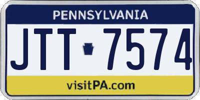 PA license plate JTT7574