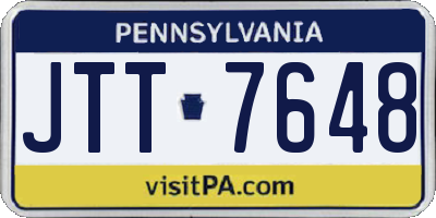 PA license plate JTT7648