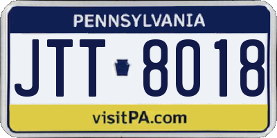 PA license plate JTT8018