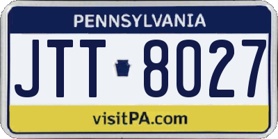 PA license plate JTT8027