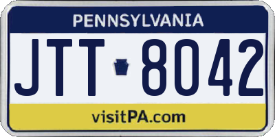 PA license plate JTT8042