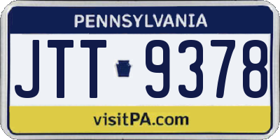 PA license plate JTT9378