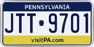 PA license plate JTT9701