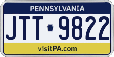 PA license plate JTT9822