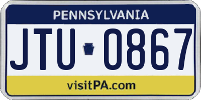 PA license plate JTU0867