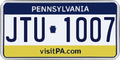 PA license plate JTU1007