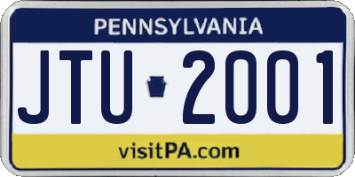 PA license plate JTU2001