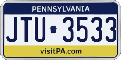 PA license plate JTU3533