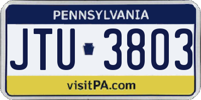 PA license plate JTU3803