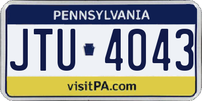 PA license plate JTU4043