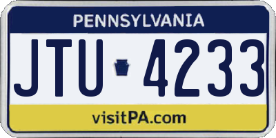 PA license plate JTU4233