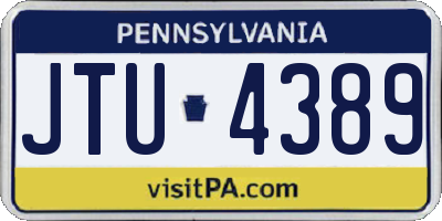PA license plate JTU4389