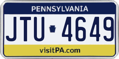 PA license plate JTU4649