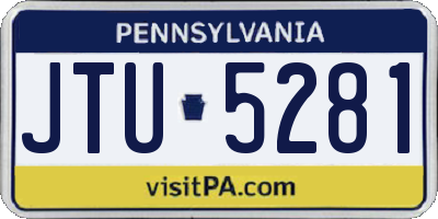 PA license plate JTU5281