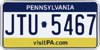 PA license plate JTU5467
