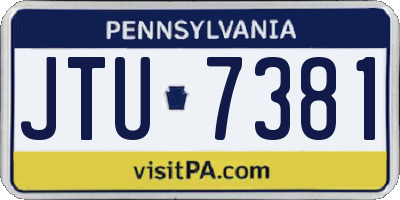 PA license plate JTU7381