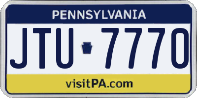 PA license plate JTU7770