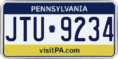 PA license plate JTU9234