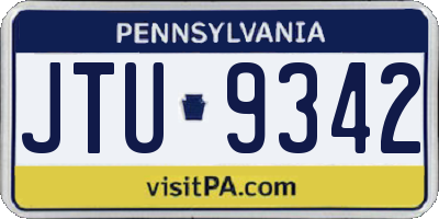 PA license plate JTU9342