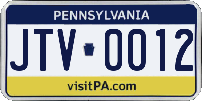 PA license plate JTV0012