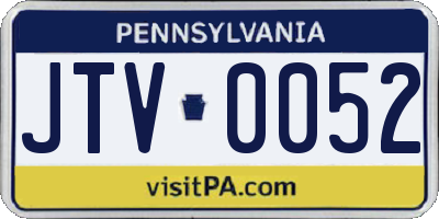 PA license plate JTV0052