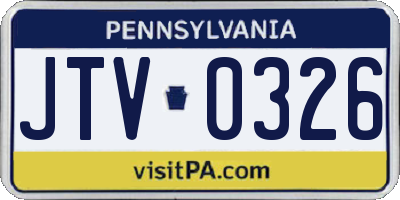 PA license plate JTV0326