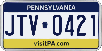 PA license plate JTV0421