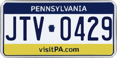 PA license plate JTV0429