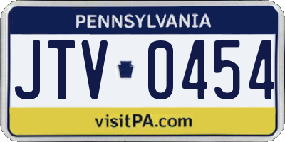 PA license plate JTV0454