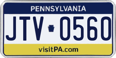 PA license plate JTV0560