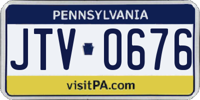 PA license plate JTV0676