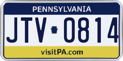 PA license plate JTV0814