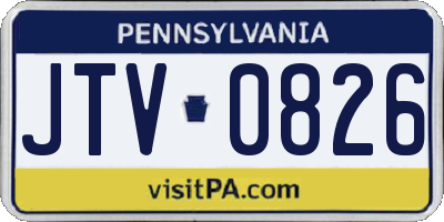 PA license plate JTV0826