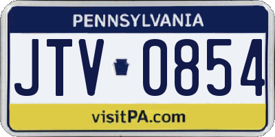 PA license plate JTV0854
