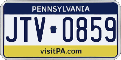 PA license plate JTV0859