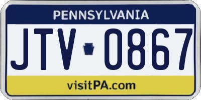 PA license plate JTV0867