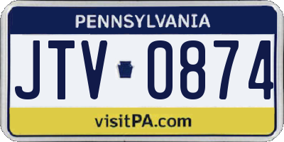 PA license plate JTV0874