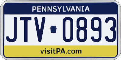 PA license plate JTV0893