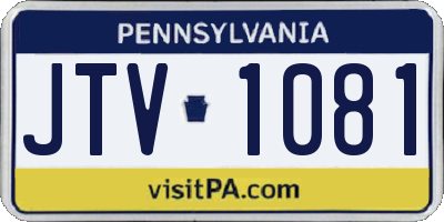 PA license plate JTV1081