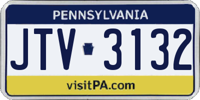 PA license plate JTV3132