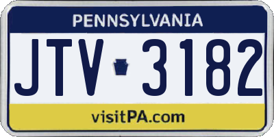 PA license plate JTV3182