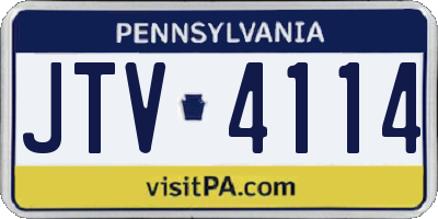 PA license plate JTV4114